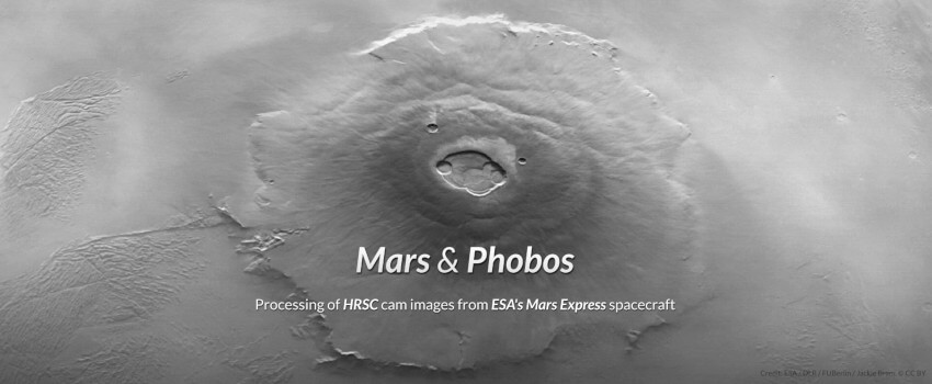 Mars & Phobos | Processing of HRSC cam images from ESA's Mars Express spacecraft | Credit: ESA / DLR / FUBerlin / Jackie Branc © CC BY