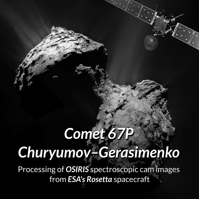 Comet 67P-Churyumov–Gerasimenko - Processing of OSIRIS spectroscopic cam images from ESA's Rosetta spacecraft | Credit: ESA / Rosetta / MPS for OSIRIS Team MPS / Jackie Branc CC BY-SA 4.0