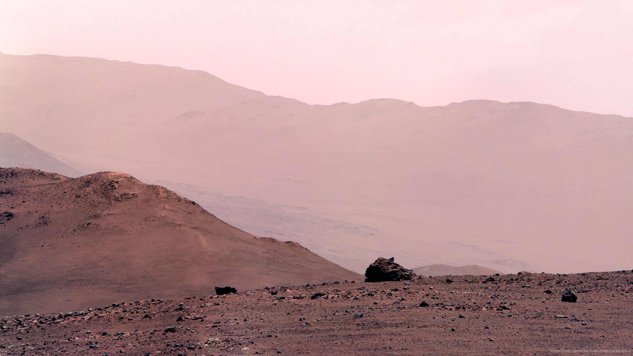 SOLITARY | Mars Perseverance Sol 1354: L/R Mastcam-Z enhanced panorama | Image Credit: NASA/JPL-Caltech/ASU/Jackie Branc